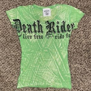 Rock n Roll Death Rider top live free ride free motorcycle green eagle small
